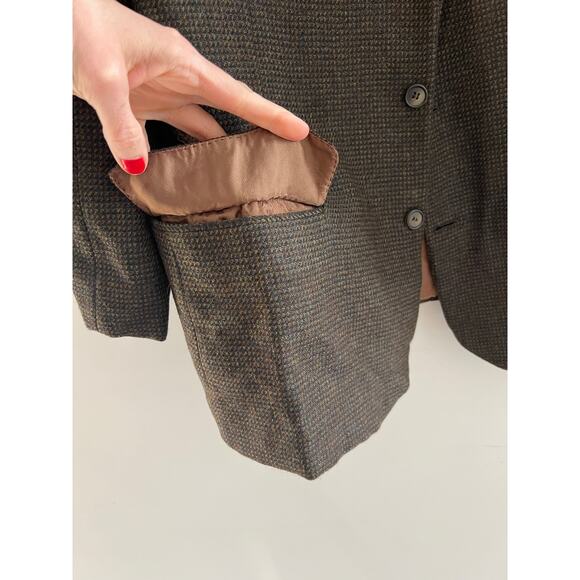 Vintage Brioni Wilkes Bashford Suit Jacket Silk Cashmere Brown Size 44L JP - Picture 6 of 15